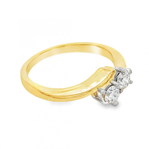 18ct White Gold Diamond Twist Ring - Size K½ - 0.30ct