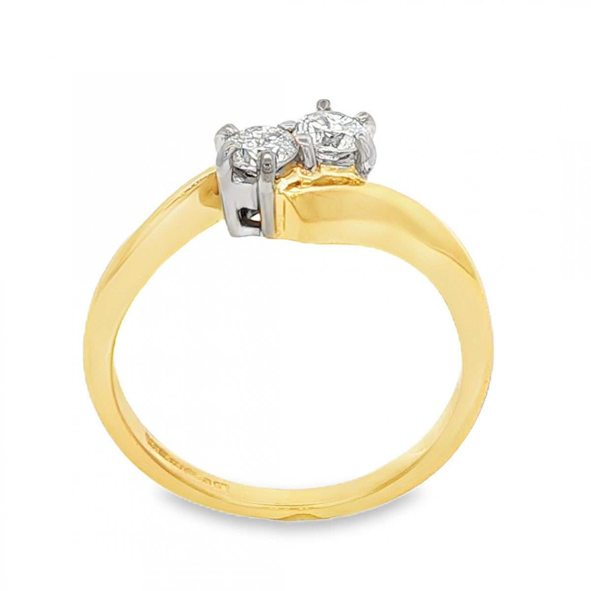 18ct White Gold Diamond Twist Ring - Size K½ - 0.30ct