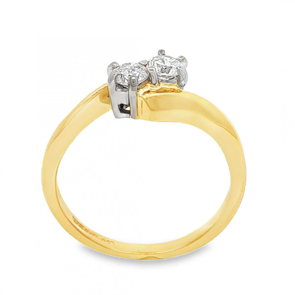 18ct White Gold Diamond Twist Ring - Size K½ - 0.30ct