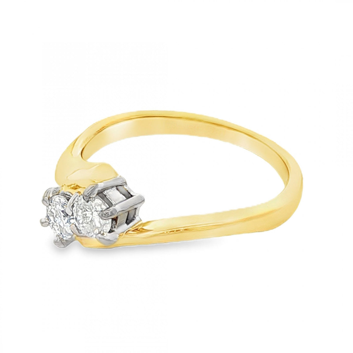 18ct White Gold Diamond Twist Ring - Size K½ - 0.30ct