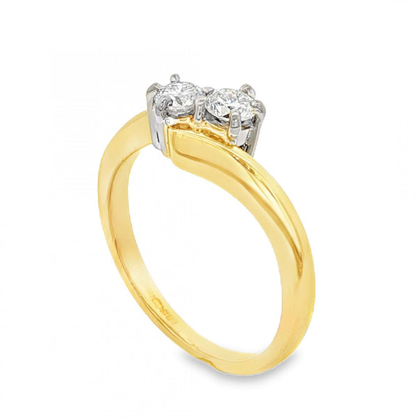 18ct White Gold Diamond Twist Ring - Size K½ - 0.30ct