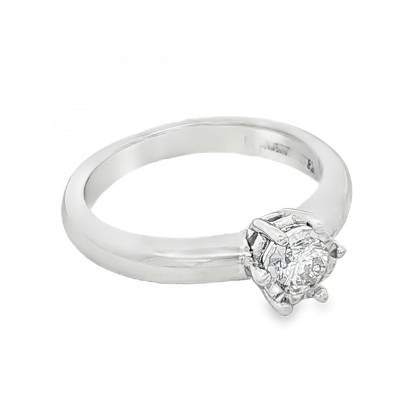 18ct White Gold Illusion-Set Diamond Engagement Ring - 0.30ct