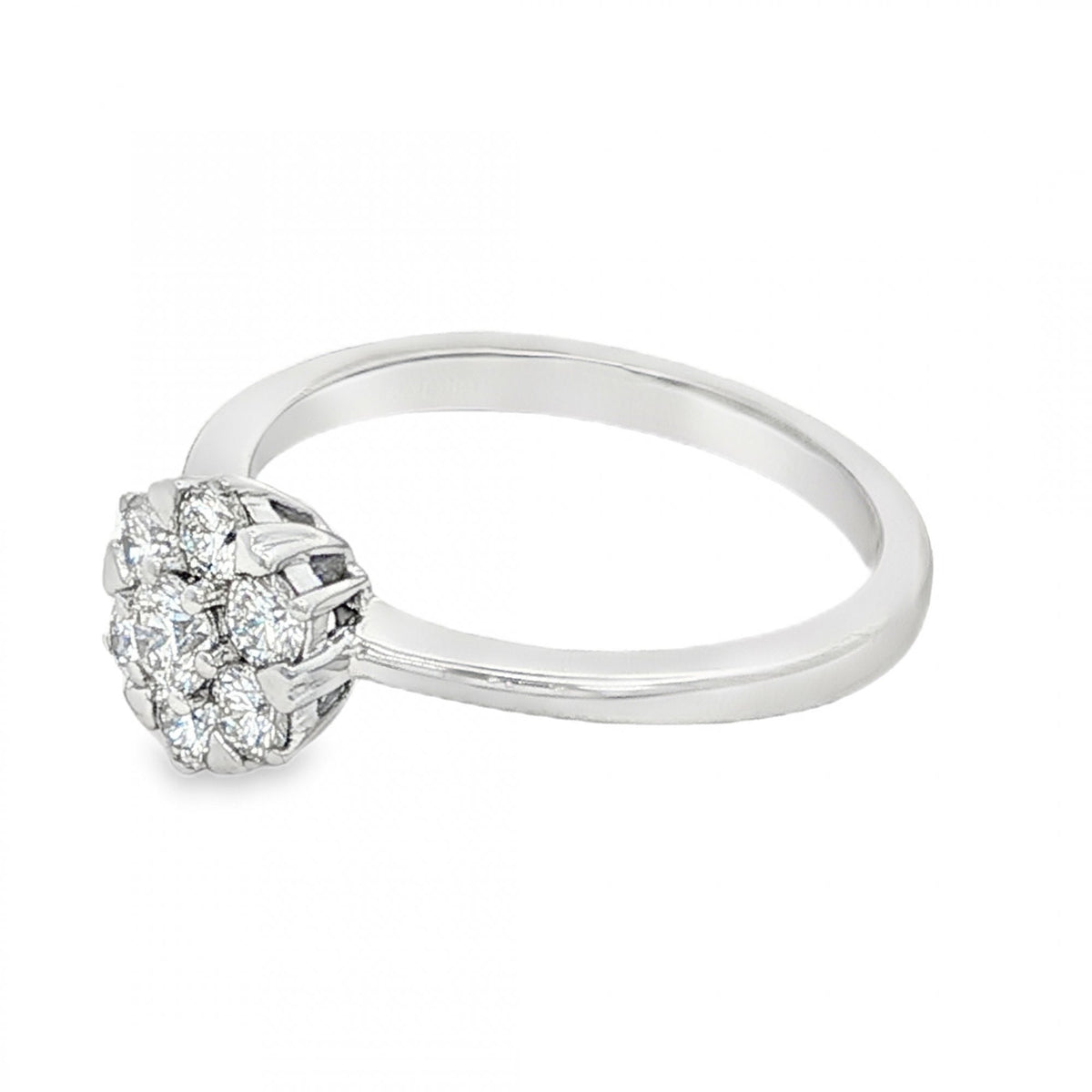 18ct White Gold Diamond Cluster Ring - Size M - 0.50ct
