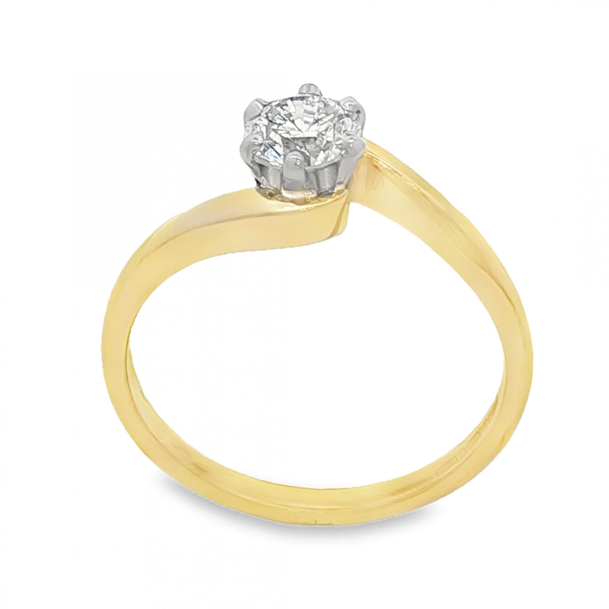 18ct Yellow Gold Diamond Twist Engagement Ring - Size M½ -0.54ct