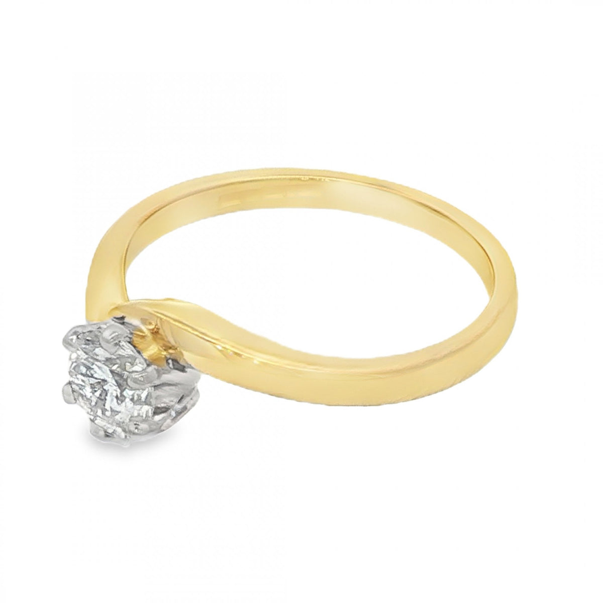 18ct Yellow Gold Diamond Twist Engagement Ring - Size M½ -0.54ct