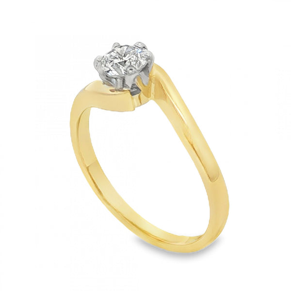 18ct Yellow Gold Diamond Twist Engagement Ring - Size M½ -0.54ct