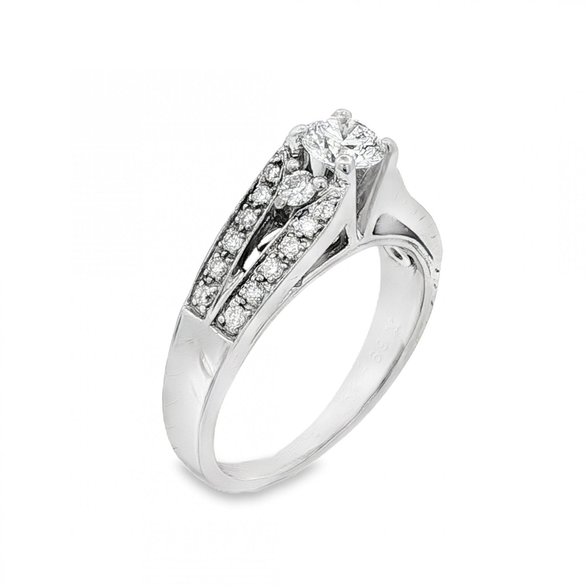 18ct White Gold Diamond Engagement Ring - Size N - 0.73ct