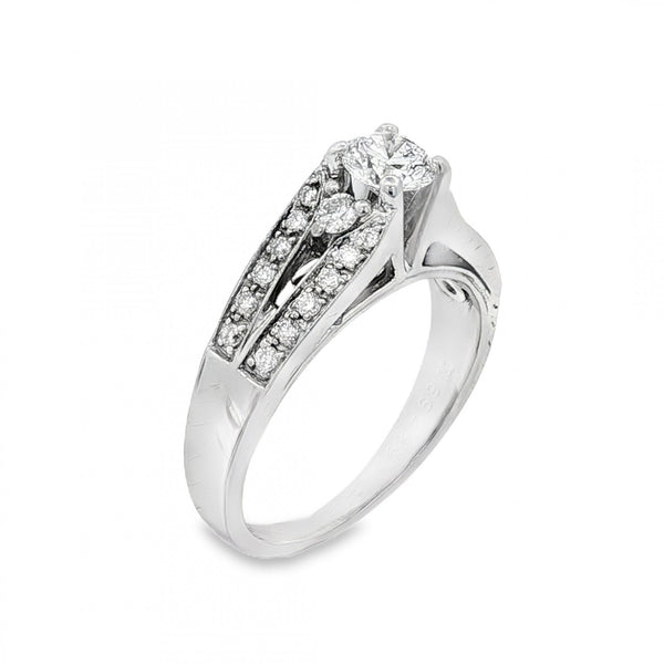 18ct White Gold Diamond Engagement Ring - Size N - 0.73ct