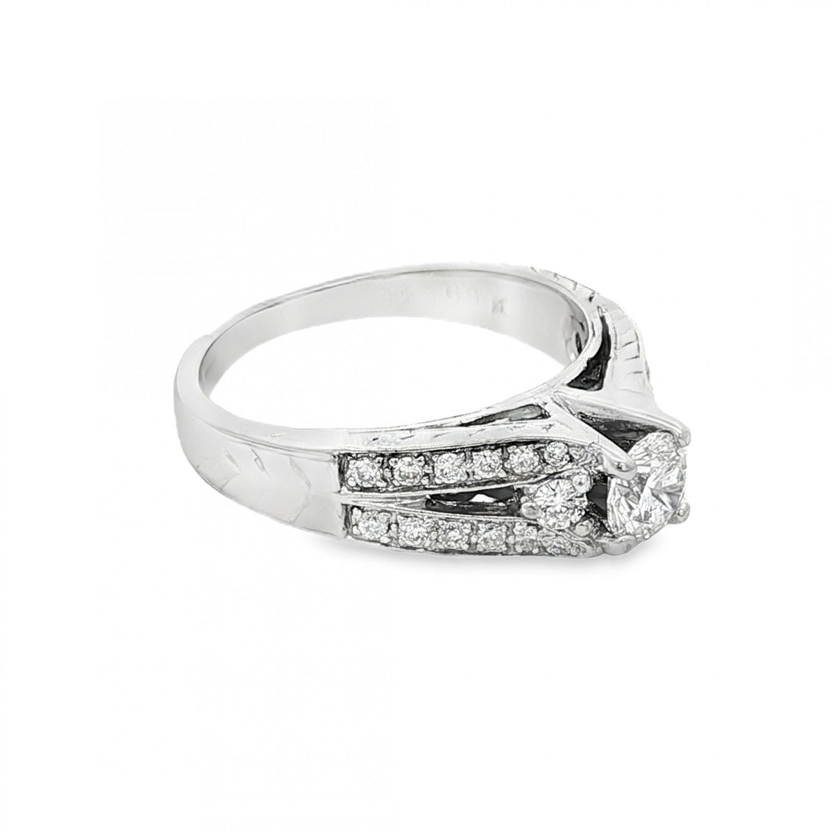18ct White Gold Diamond Engagement Ring - Size N - 0.73ct