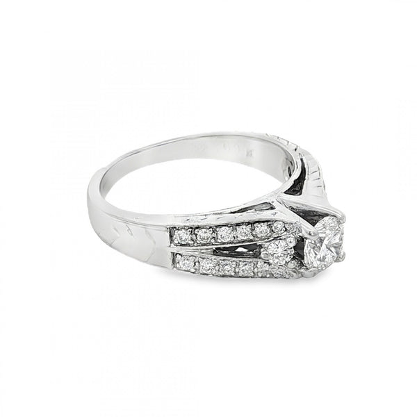 18ct White Gold Diamond Engagement Ring - Size N - 0.73ct