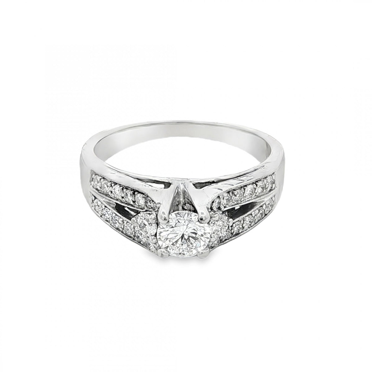 18ct White Gold Diamond Engagement Ring - Size N - 0.73ct