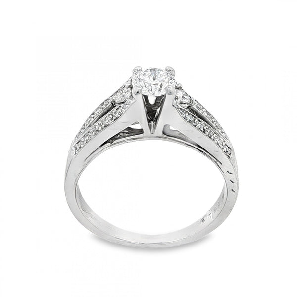 18ct White Gold Diamond Engagement Ring - Size N - 0.73ct