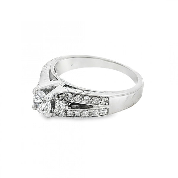 18ct White Gold Diamond Engagement Ring - Size N - 0.73ct