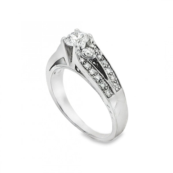 18ct White Gold Diamond Engagement Ring - Size N - 0.73ct