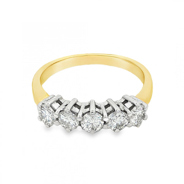18ct Yellow Gold Diamond Half-Eternity Ring - Size L½ - 1.00ct