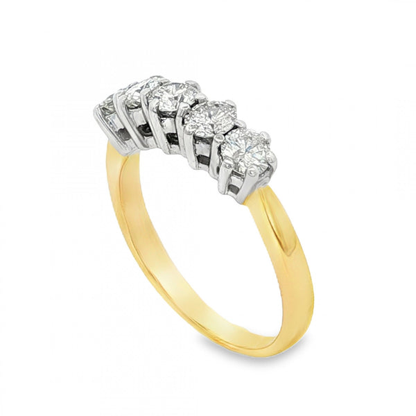 18ct Yellow Gold Diamond Half-Eternity Ring - Size L½ - 1.00ct