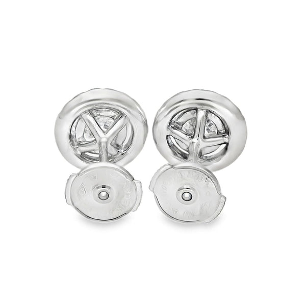 18ct White Gold Diamond Halo Stud Earrings - 9x9mm - 1.50ct