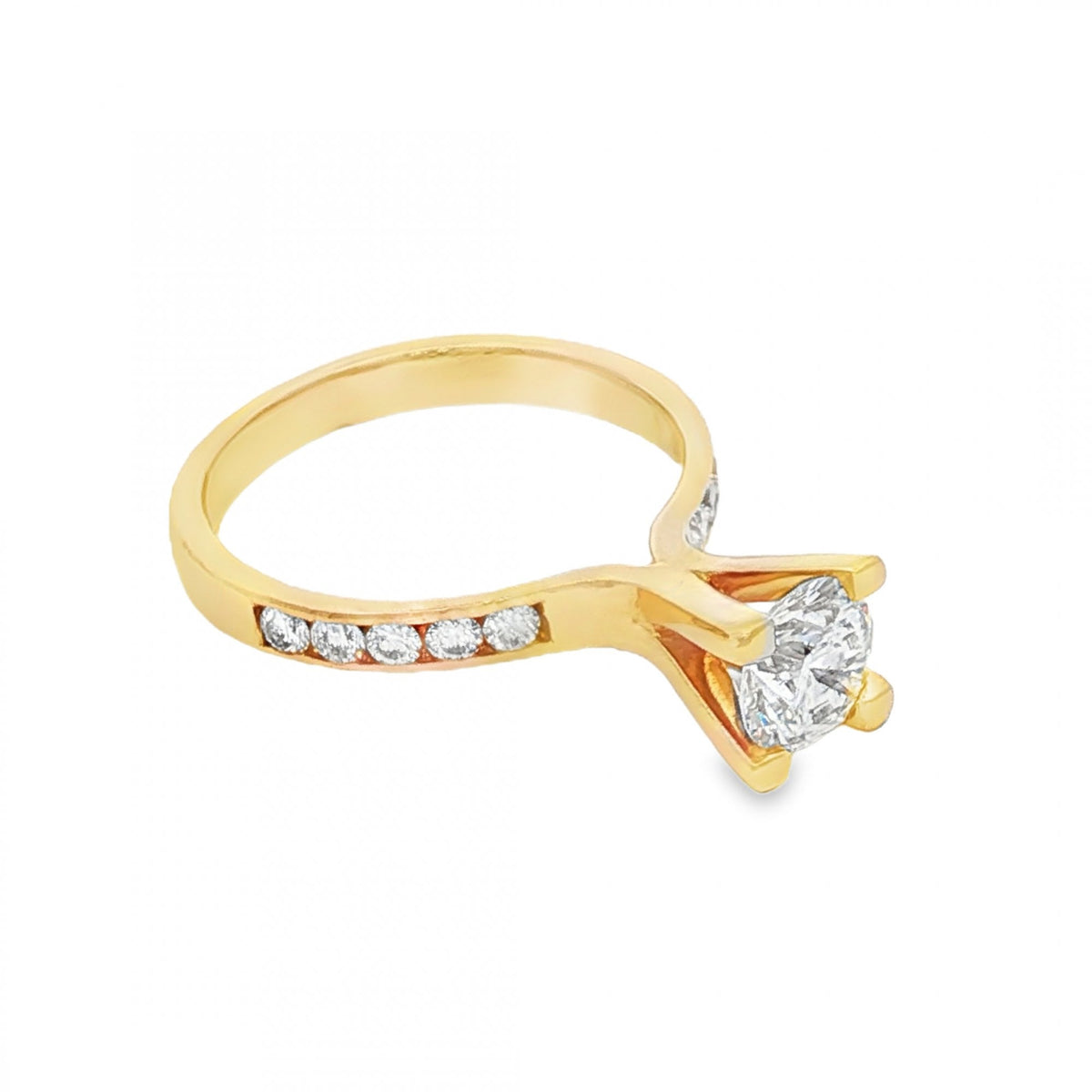 18ct Yellow Gold Diamond Engagement Ring - Size M - 1.17ct