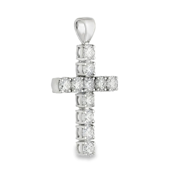 18ct White Gold Diamond Cross Pendant - 19x33x4.5mm - 1.98ct