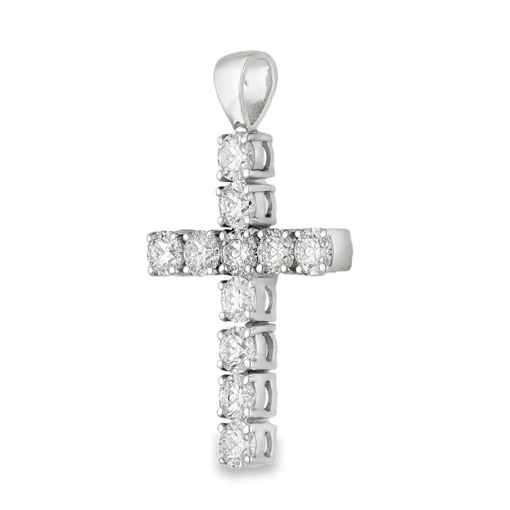 18ct White Gold Diamond Cross Pendant - 19x33x4.5mm - 1.98ct