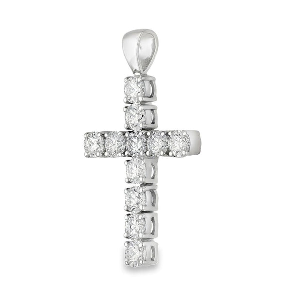 18ct White Gold Diamond Cross Pendant - 19x33x4.5mm - 1.98ct