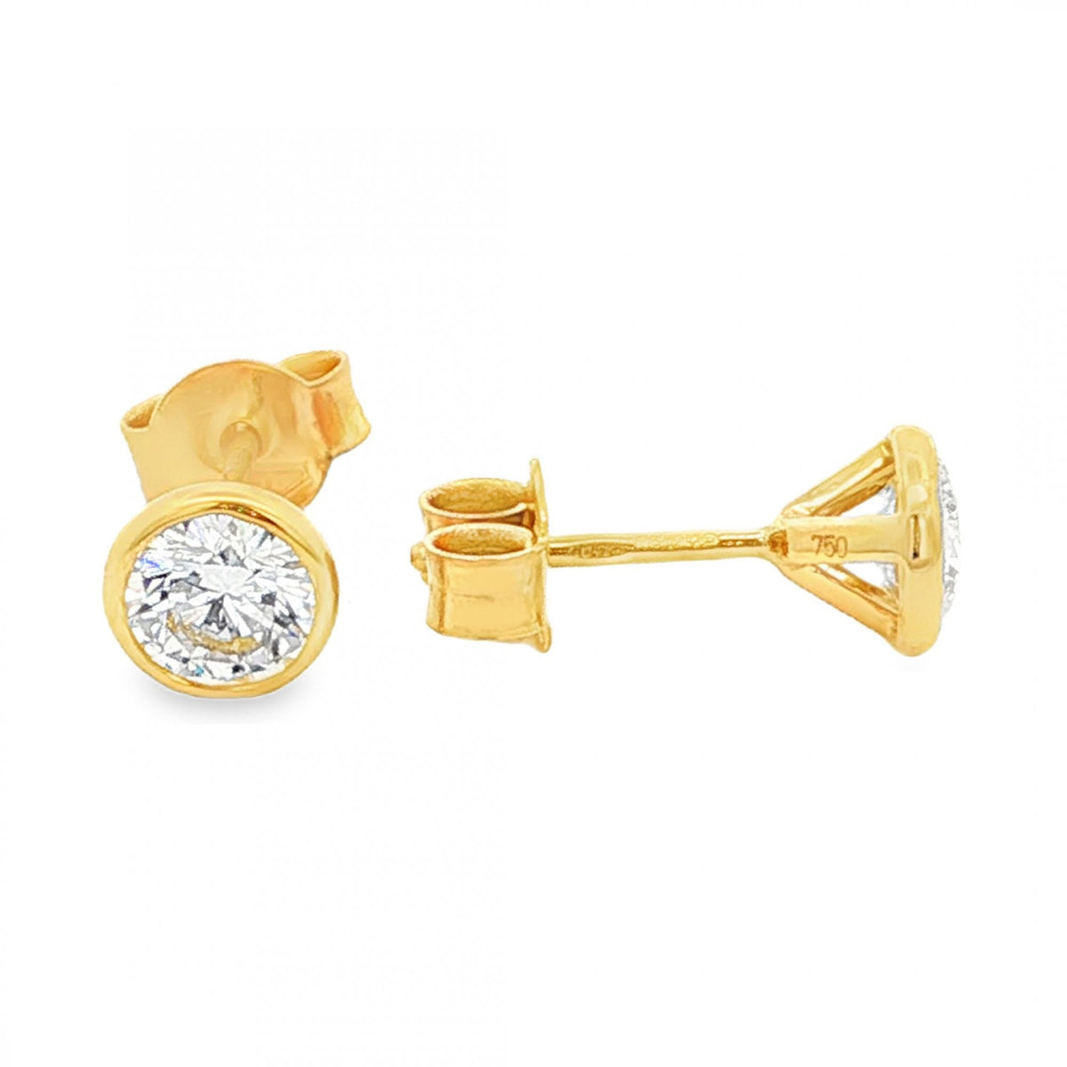 1.02ct Yellow Gold Round-Cut Diamond Stud Earrings - VVS2/D