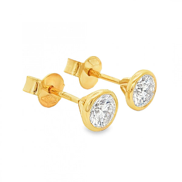 1.02ct Yellow Gold Round-Cut Diamond Stud Earrings - VVS2/D