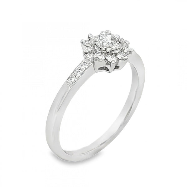950 Platinum Diamond Cluster Ring - Size N - 0.52ct
