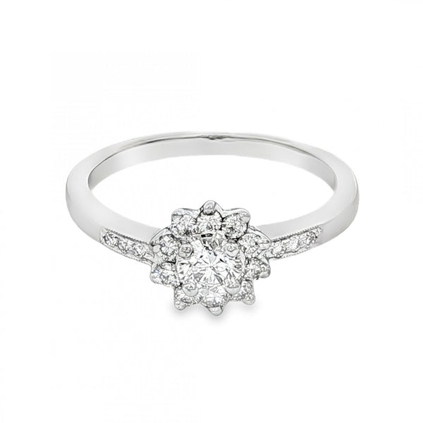 950 Platinum Diamond Cluster Ring - Size N - 0.52ct