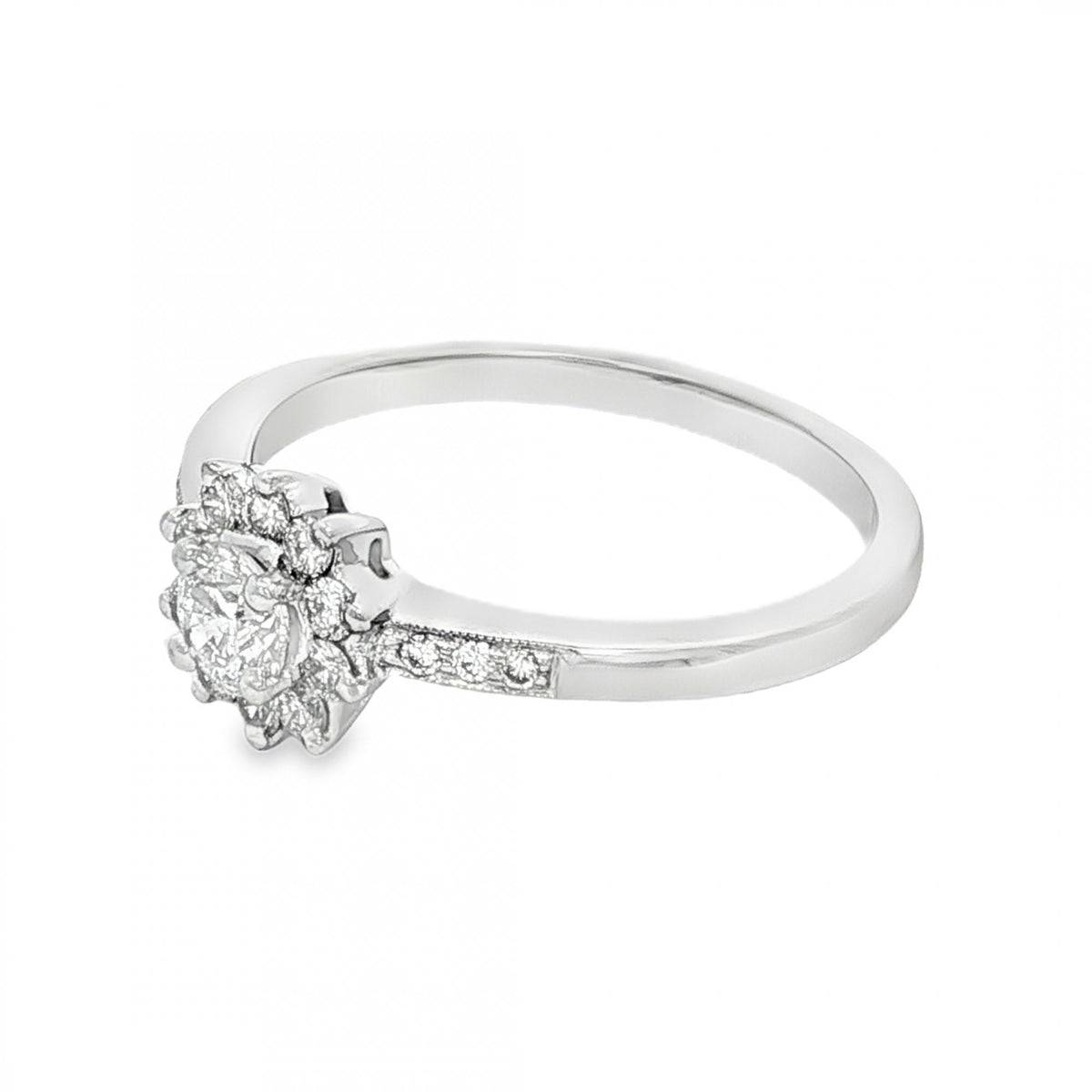 950 Platinum Diamond Cluster Ring - Size N - 0.52ct