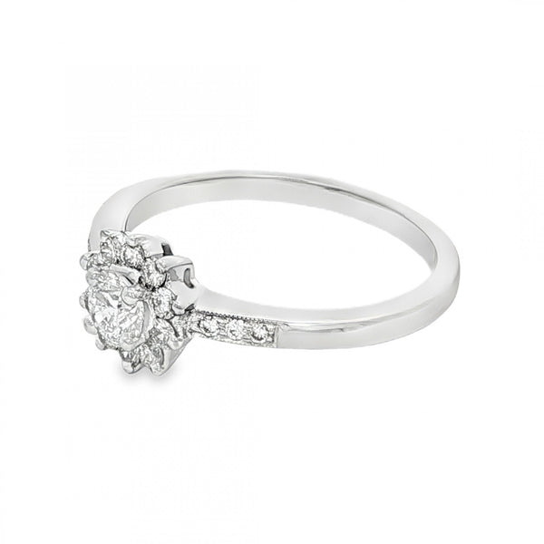 950 Platinum Diamond Cluster Ring - Size N - 0.52ct