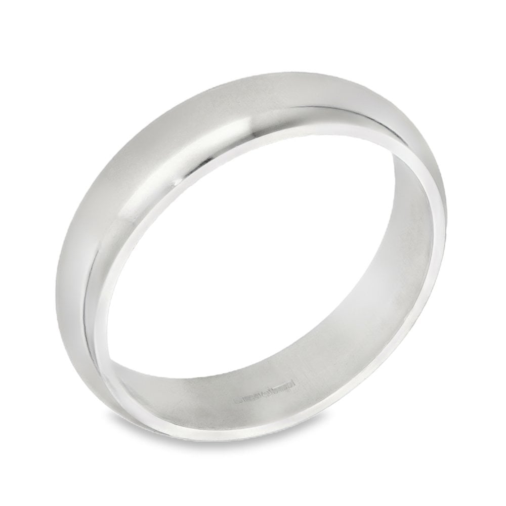 950 Platinum D-Shape Wedding Band - Size W - 5mm