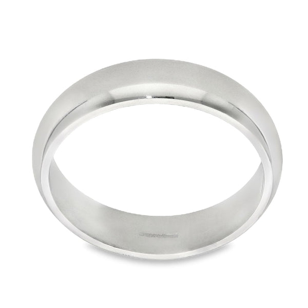 950 Platinum D-Shape Wedding Band - Size W - 5mm