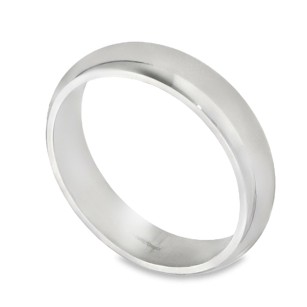 950 Platinum D-Shape Wedding Band - Size W - 5mm