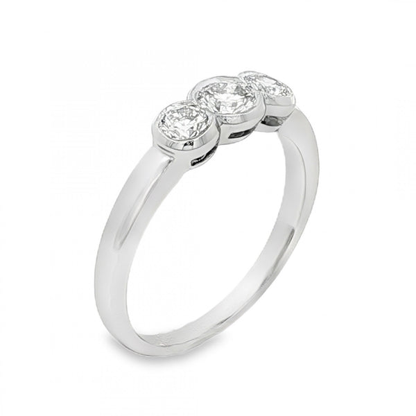 950 Platinum Diamond Trilogy Ring - Size L½ - 0.57ct