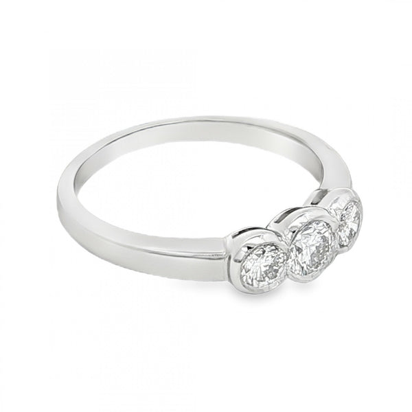 950 Platinum Diamond Trilogy Ring - Size L½ - 0.57ct