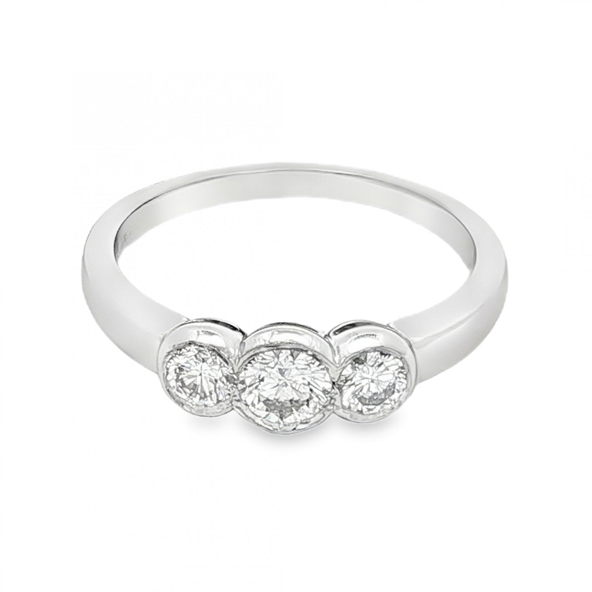 950 Platinum Diamond Trilogy Ring - Size L½ - 0.57ct