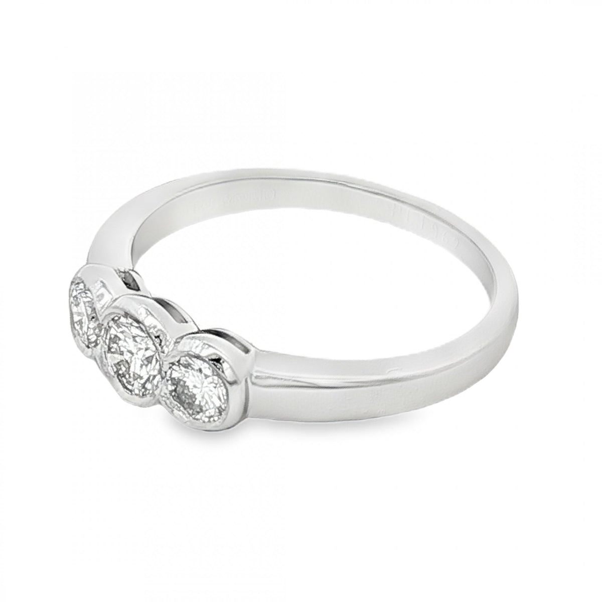 950 Platinum Diamond Trilogy Ring - Size L½ - 0.57ct