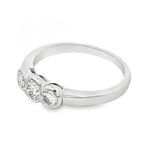 950 Platinum Diamond Trilogy Ring - Size L½ - 0.57ct