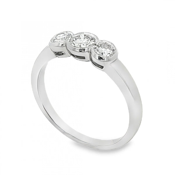 950 Platinum Diamond Trilogy Ring - Size L½ - 0.57ct