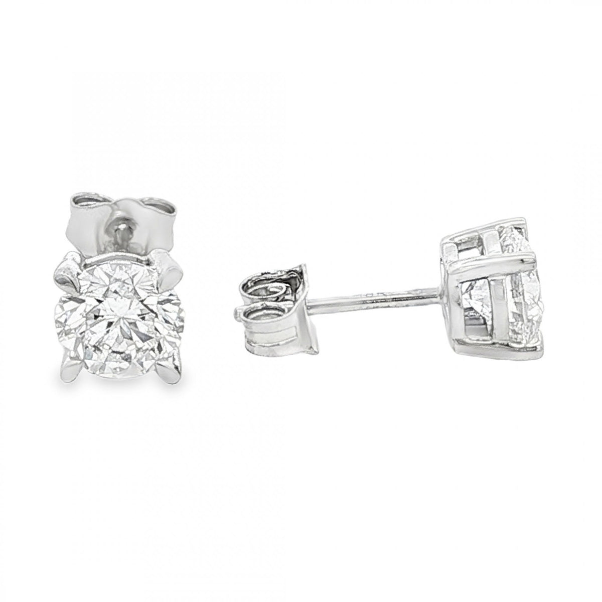 2.00ct White Gold Round-Cut Diamond Stud Earrings - VS/F/G
