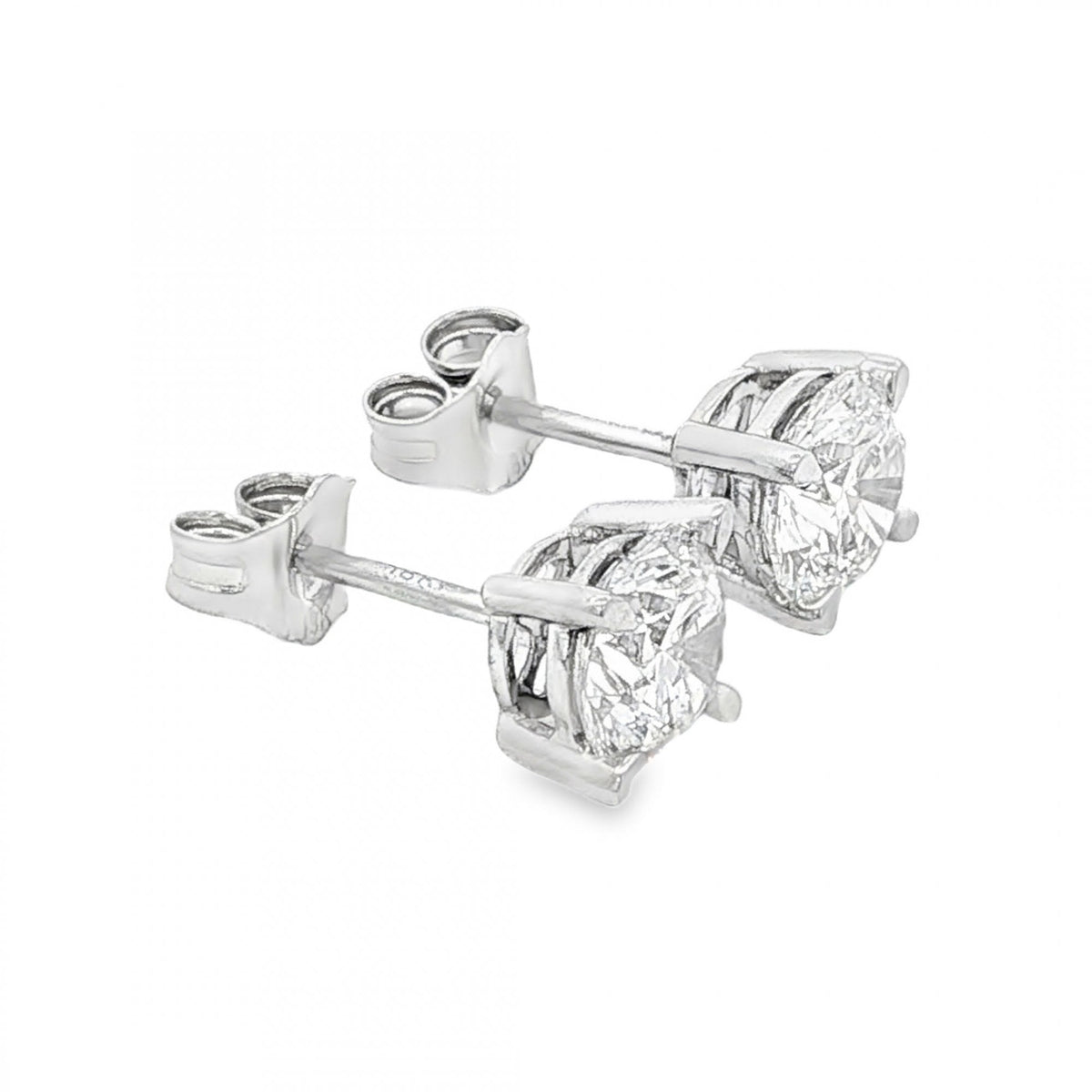 2.00ct White Gold Round-Cut Diamond Stud Earrings - VS/F/G