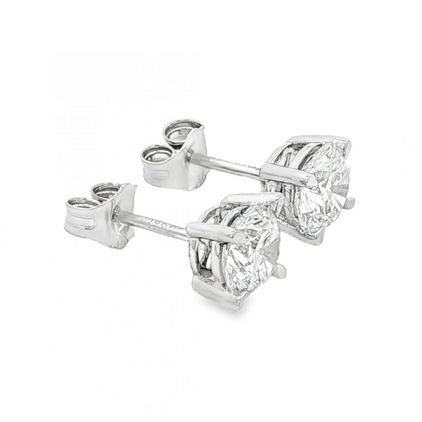 2.00ct White Gold Round-Cut Diamond Stud Earrings - VS/F/G
