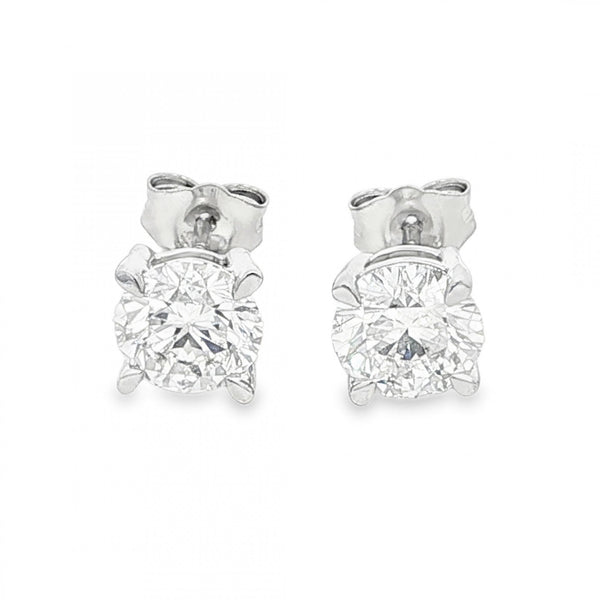 2.00ct White Gold Round-Cut Diamond Stud Earrings - VS/F/G
