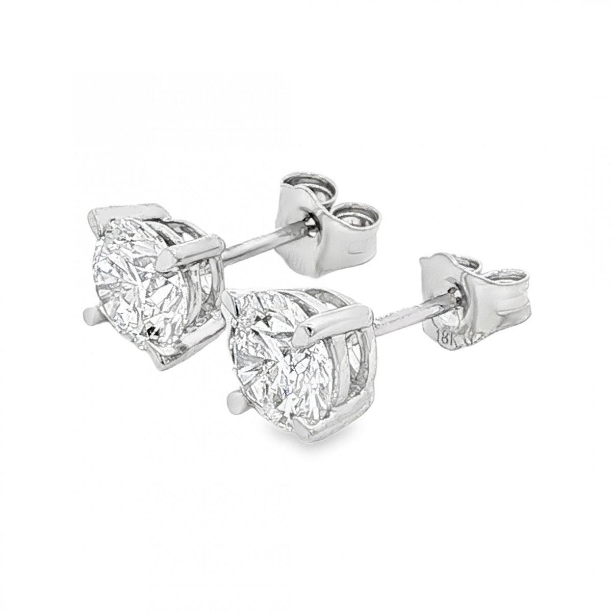 2.00ct White Gold Round-Cut Diamond Stud Earrings - VS/F/G