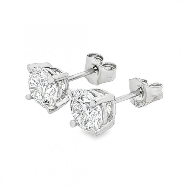 2.00ct White Gold Round-Cut Diamond Stud Earrings - VS/F/G