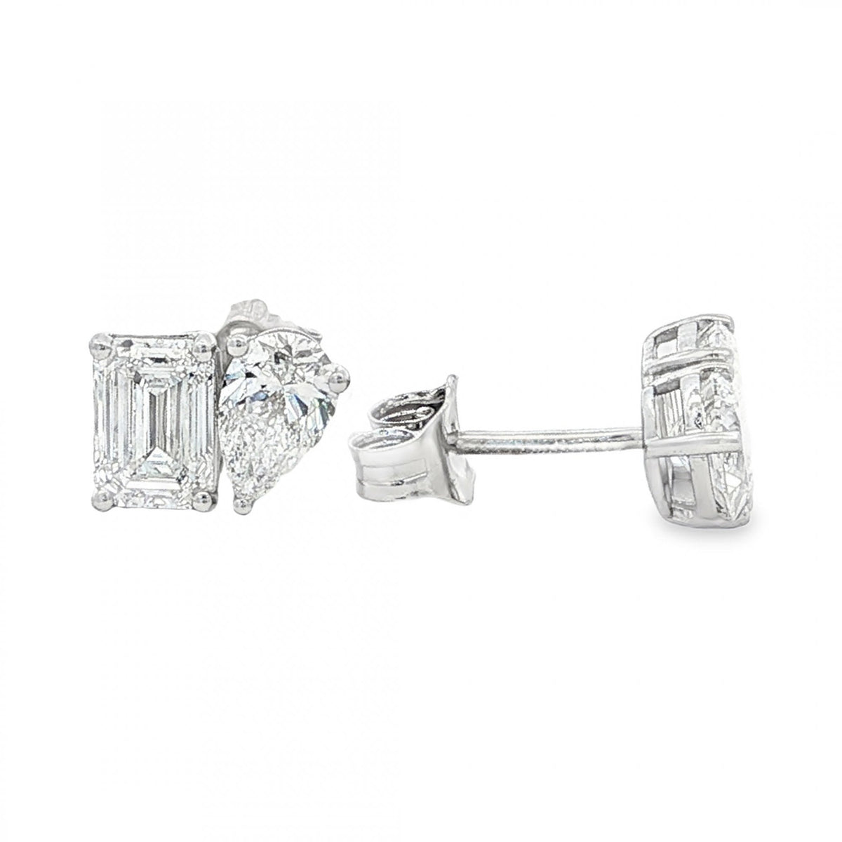 2.10ct White Gold Toi et Moi Diamond Stud Earrings - VVS-VS/D