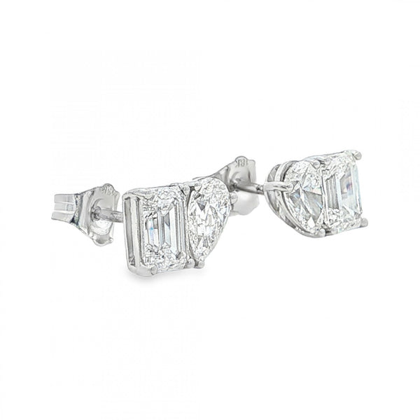2.10ct White Gold Toi et Moi Diamond Stud Earrings - VVS-VS/D