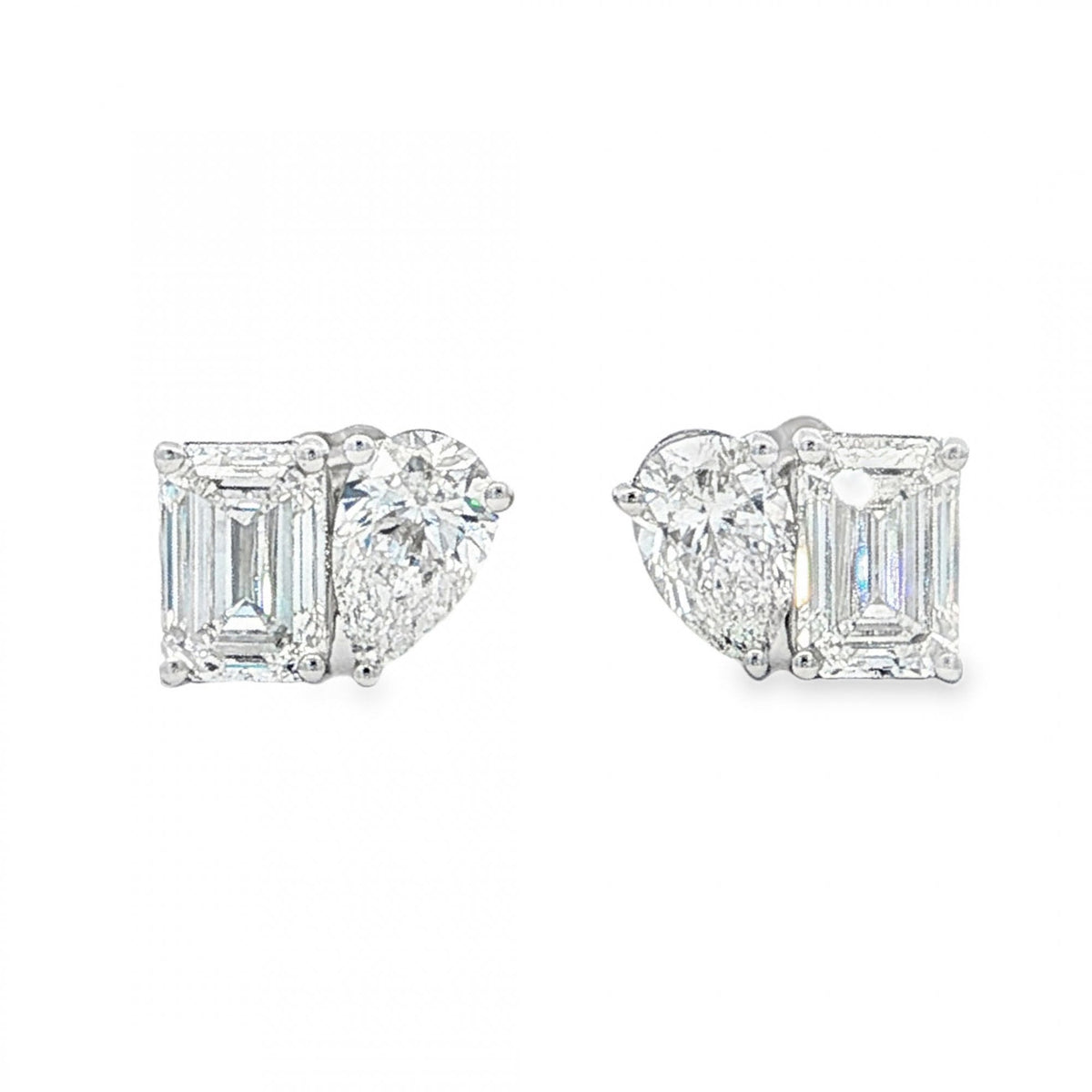 2.10ct White Gold Toi et Moi Diamond Stud Earrings - VVS-VS/D