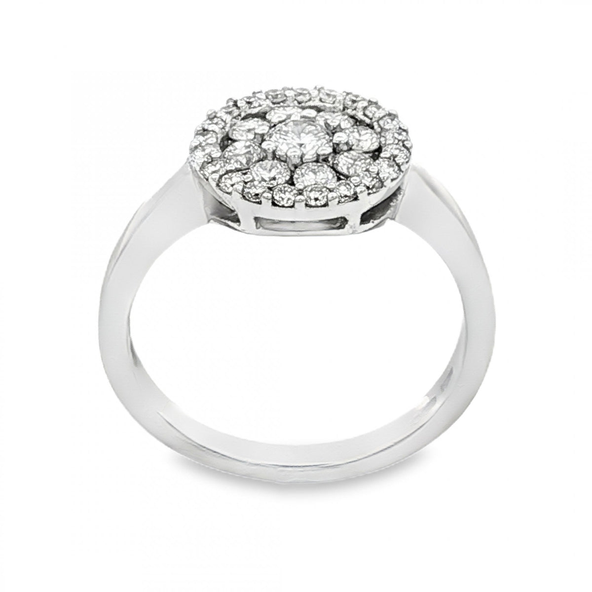 18ct White Gold Diamond Flower Cluster Ring - Size M½ - 0.69ct